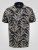 D555 Palmer Leaf Printed Jacquard Collar & Cuff Chest Pocket Polo Black - Polo shirts - Grote Maten Poloshirts Heren