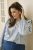 Kaffe Curve Lenia Flounce Shirt Powder Blue Stripe - Blouseshirts - 
