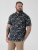 D555 Rick Geometric Print Short Sleeve Shirt Navy - Hemden - Overhemden Grote Maten Heren