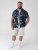 D555 Corden Hawaiian AOP Cuban Collar Resort Short Sleeve Navy - Shirts met korte mouwen - Grote Maten Overhemden Korte Mouw
