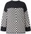 Ulla Popken Graphic Stripe Long Sleeve Turtleneck Sweater Black - Sweaters & hoodies - 