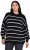 Ulla Popken Oversized Striped Balloon Sleeve Sweater Black - Sweaters & hoodies - 