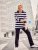 Ulla Popken Striped Polo Collar Long Sleeve Sweater Navy - Sweaters & hoodies - 