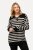 Ulla Popken Striped Troyer Collar Sweater Black - Sweaters & hoodies - Warme Sweaters, Hoodies & Truien