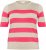 Kaffe Curve Lizzy Gestreepte trui Beige/Framboos - Bedrukte T-shirts voor dames - 