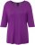 Ulla Popken Rhinestone Detail 3/4 Sleeve Tee Blackberry - Bedrukte T-shirts voor dames - 