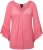 Ulla Popken Trumpet Sleeve Cold Dyed Tee Dark Pink - Bedrukte T-shirts voor dames - 