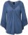 Ulla Popken Trumpet Sleeve Cold Dyed Tee Dove Blue - Bedrukte T-shirts voor dames - 