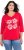 Ulla Popken Floral Graphic V-Neck Tee Lychee - Bedrukte T-shirts voor dames - 