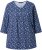 Ulla Popken Graphic Print Pleated 3/4 Sleeve Tee Blue - T-shirts - 