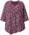 Ulla Popken Ribbon Print 3/4 Sleeve Asymmetric Tee Plum - Bedrukte T-shirts voor dames - 