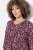 Ulla Popken Ribbon Print 3/4 Sleeve Asymmetric Tee Plum - Bedrukte T-shirts voor dames - Dames-T-shirts met print