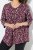Ulla Popken Ribbon Print 3/4 Sleeve Asymmetric Tee Plum - Bedrukte T-shirts voor dames - Dames-T-shirts met print