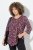 Ulla Popken Ribbon Print 3/4 Sleeve Asymmetric Tee Plum - Bedrukte T-shirts voor dames - Dames-T-shirts met print