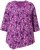 Ulla Popken Ribbon Print 3/4 Sleeve Asymmetric Tee Light Plum - Bedrukte T-shirts voor dames - 