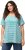Ulla Popken Palm Tree Embroidered Tee Turquoise Green - Bedrukte T-shirts voor dames - 