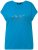 Ulla Popken Metallic Animal Cap Sleeve Graphic Tee Sapphire Blue - Bedrukte T-shirts voor dames - 
