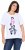 Ulla Popken Flocked Short Sleeve Graphic Tee Snow White - Bedrukte T-shirts voor dames - 