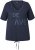 Ulla Popken Ride The Wave Short Sleeve V-Neck Graphic Tee Navy Blue - Bedrukte T-shirts voor dames - 