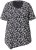 Ulla Popken Bow Print Short Sleeve Pointed Hem Tee Black - Bedrukte T-shirts voor dames - 