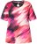 Ulla Popken Cutout Abstract Print Short Sleeve Tee Hibiscus Red - Bedrukte T-shirts voor dames - 