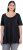 Ulla Popken Essential Front Pleat Tee Black - T-shirts - 
