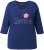 Ulla Popken Smile Rhinestone 3/4 Sleeve Graphic Tee Ink Blue - Bedrukte T-shirts voor dames - 