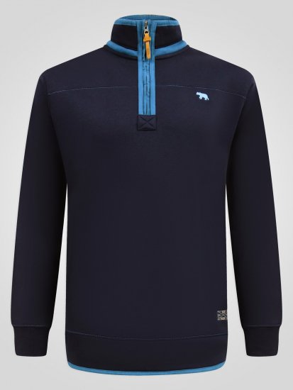 D555 Conway 2 1/4 Zip Neck Fleece Sweatshirt With Bear Logo Navyblauw - Sweaters & hoodies - Sweaters & Hoodies Grote Maten Heren