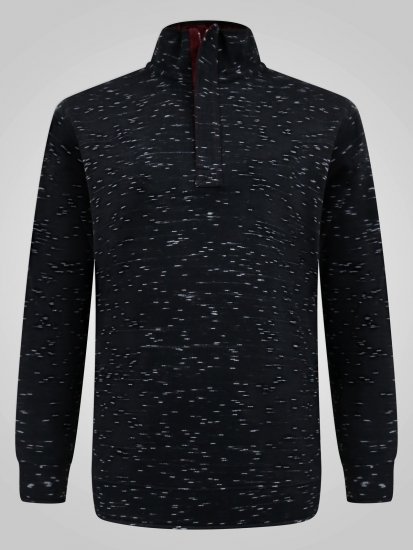 D555 Chandler Reno 1/4 Zip Neck Sweatshirt With Bear Logo Zwart - Sweaters & hoodies - Sweaters & Hoodies Grote Maten Heren