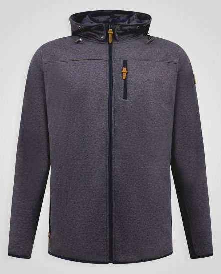 D555 Conrad Detachable Hood Bonded Fleece Zip Through Hoody TALL Navyblauw - TALL sweatshirts - TALL sweatshirts voor lange mannen