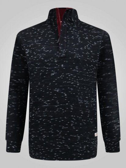 D555 Chandler Reno 1/4 Zip Neck Sweatshirt With Bear Logo Zwart - Sweaters & hoodies - Sweaters & Hoodies Grote Maten Heren