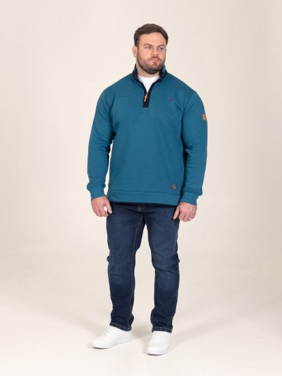 D555 Conway 1 1/4 Zip Neck Fleece Sweatshirt With Bear Logo Teal - Sweaters & hoodies - Sweaters & Hoodies Grote Maten Heren