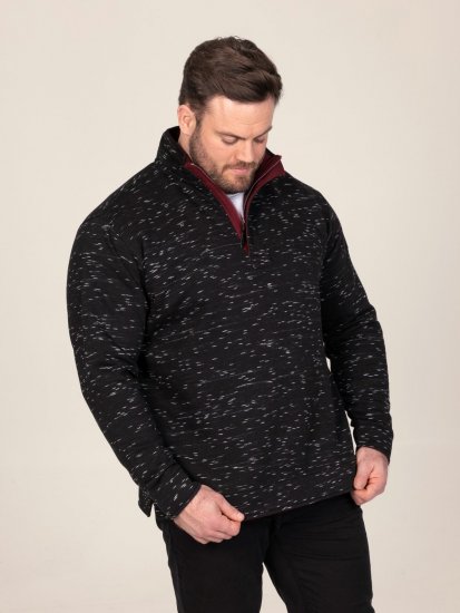 D555 Chandler Reno 1/4 Zip Neck Sweatshirt With Bear Logo Zwart - Sweaters & hoodies - Sweaters & Hoodies Grote Maten Heren