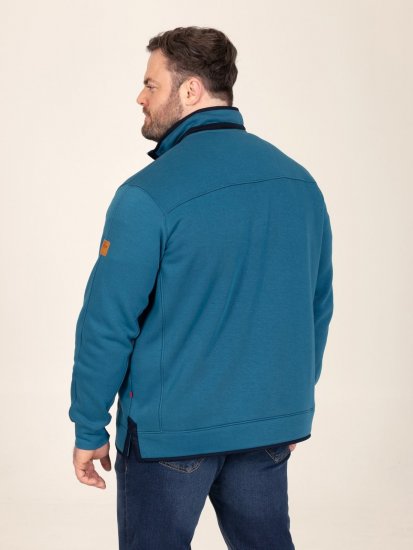 D555 Conway 1 1/4 Zip Neck Fleece Sweatshirt With Bear Logo Teal - Sweaters & hoodies - Sweaters & Hoodies Grote Maten Heren