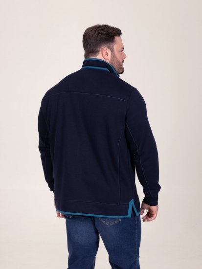 D555 Conway 2 1/4 Zip Neck Fleece Sweatshirt With Bear Logo Navyblauw - Sweaters & hoodies - Sweaters & Hoodies Grote Maten Heren