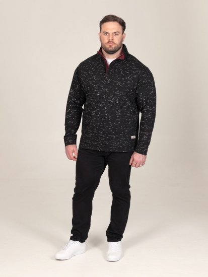D555 Chandler Reno 1/4 Zip Neck Sweatshirt With Bear Logo Zwart - Sweaters & hoodies - Sweaters & Hoodies Grote Maten Heren