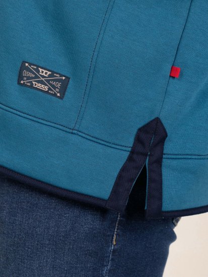 D555 Conway 1 1/4 Zip Neck Fleece Sweatshirt With Bear Logo Teal - Sweaters & hoodies - Sweaters & Hoodies Grote Maten Heren