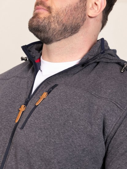 D555 Conrad Detachable Hood Bonded Fleece Zip Through Hoody TALL Navyblauw - TALL sweatshirts - TALL sweatshirts voor lange mannen