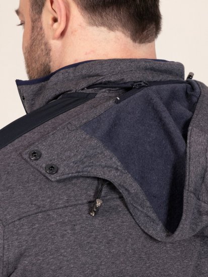 D555 Conrad Detachable Hood Bonded Fleece Zip Through Hoody TALL Navyblauw - TALL sweatshirts - TALL sweatshirts voor lange mannen