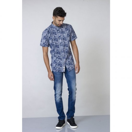 D555 Sheldon Hawaii Shirt Navy - Hemden - Overhemden Grote Maten Heren
