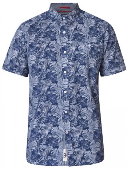 D555 Sheldon Hawaii Shirt Navy - Hemden - Overhemden Grote Maten Heren