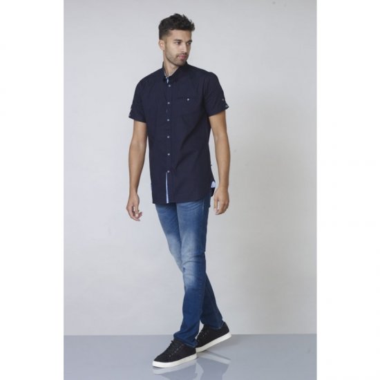 D555 Tim Short Sleeve Shirt Navy - Hemden - Overhemden Grote Maten Heren