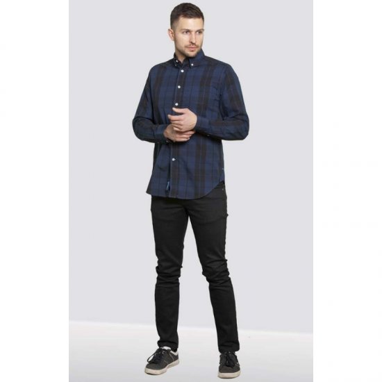 D555 Davenport Long Sleeve Shirt Navy - Hemden - Overhemden Grote Maten Heren