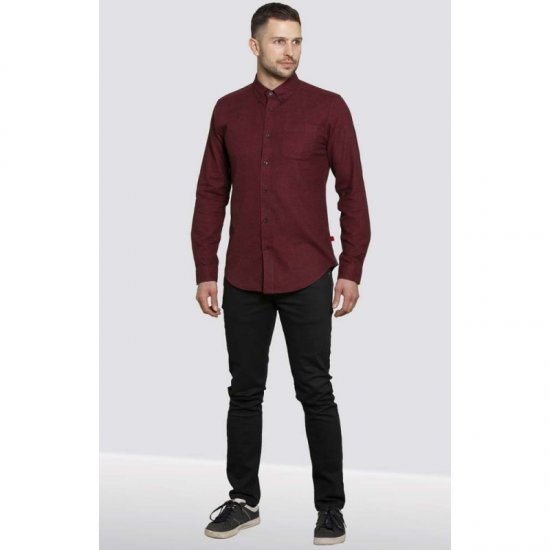 D555 Dawson Textured Shirt Dark Red - Hemden - Overhemden Grote Maten Heren