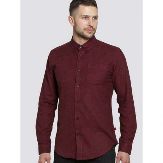 D555 Dawson Textured Shirt Dark Red - Hemden - Overhemden Grote Maten Heren
