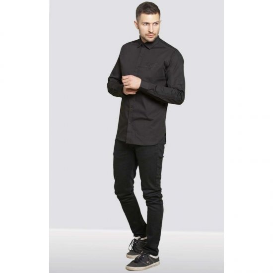 D555 Michael Couture Stretch Shirt Black - Hemden - Overhemden Grote Maten Heren
