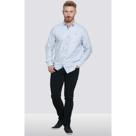 D555 Addington Printed Oxford Shirt Blue - Hemden - Overhemden Grote Maten Heren