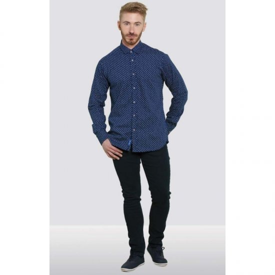 D555 Bainton Long Sleeve Shirt Navy - Hemden - Overhemden Grote Maten Heren