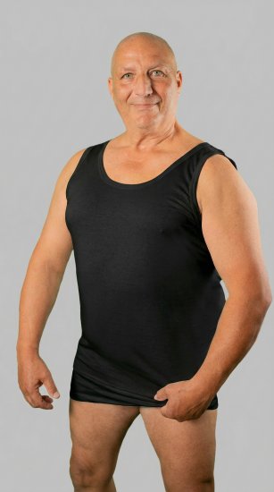 20 Nodi Crew Neck Tank Top in Combed Cotton Jersey Black - Ondergoed & zwem - Grote Maten Ondergoed Heren