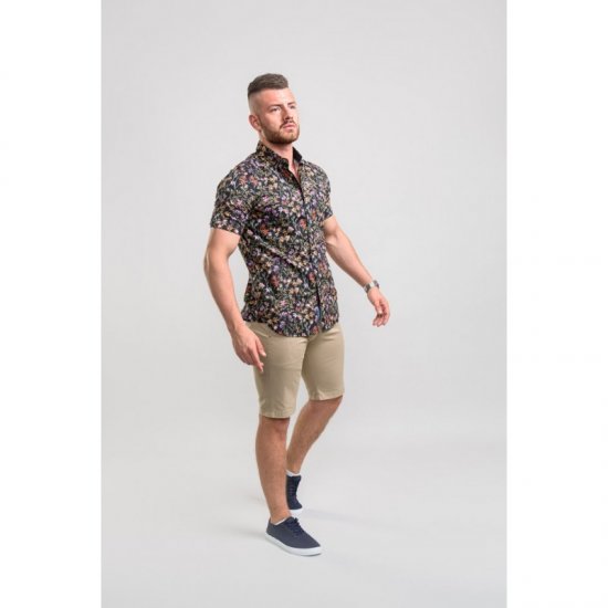 D555 Emmet Floral Shirt Black - Hemden - Overhemden Grote Maten Heren